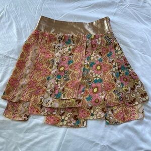 Robert Louis - Vintage Gold Floral Layered Mesh Skirt